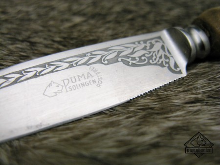 4 Steak Messer Set mit geätzter Klinge / ca. 1940